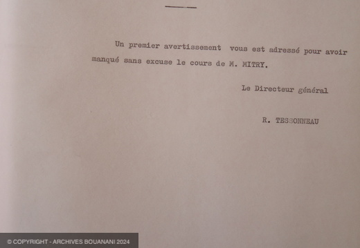 1962 11 09 Note absence