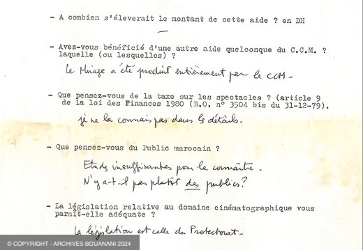 FNF questionnaire destine aux metteurs en scene de film marocains AB Le Mirage p2